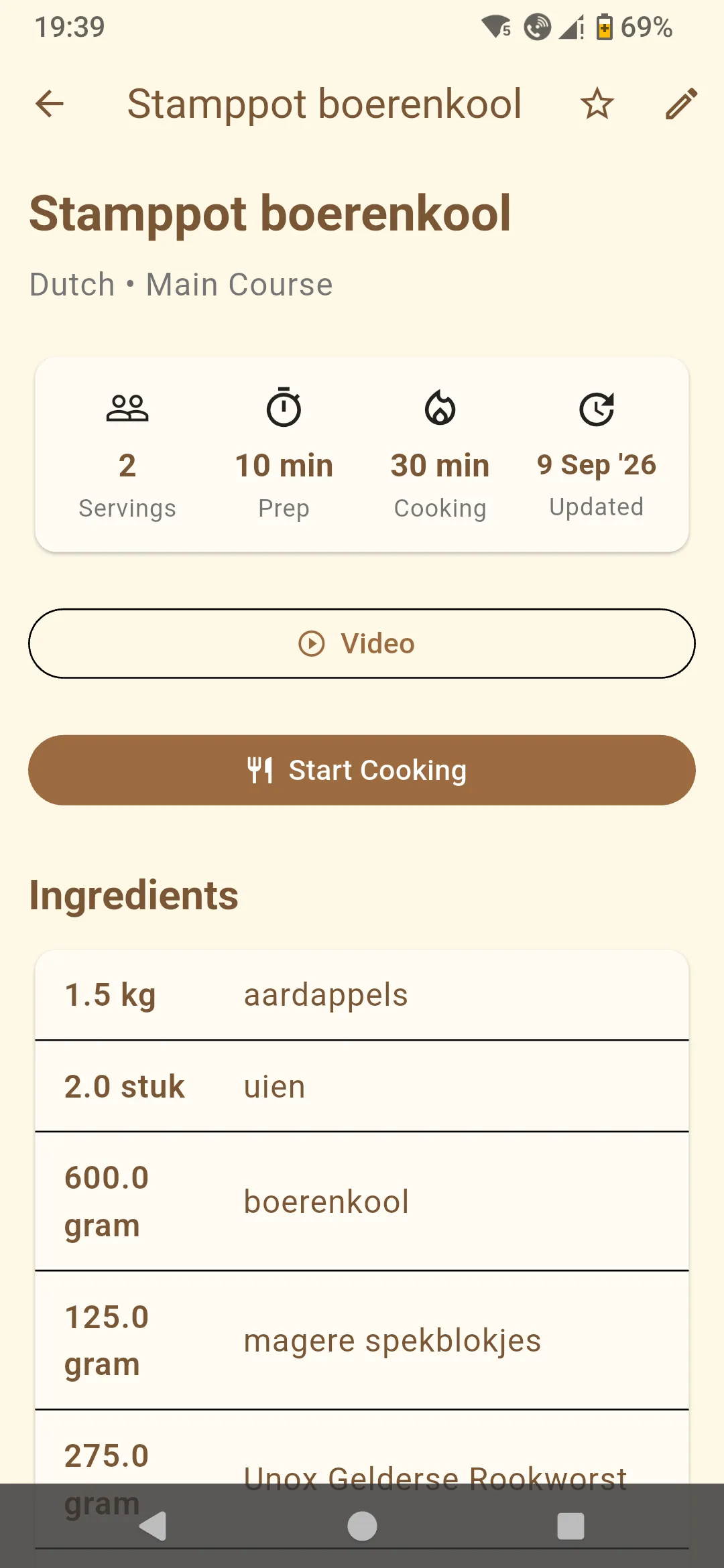 Recipe in Smulbook